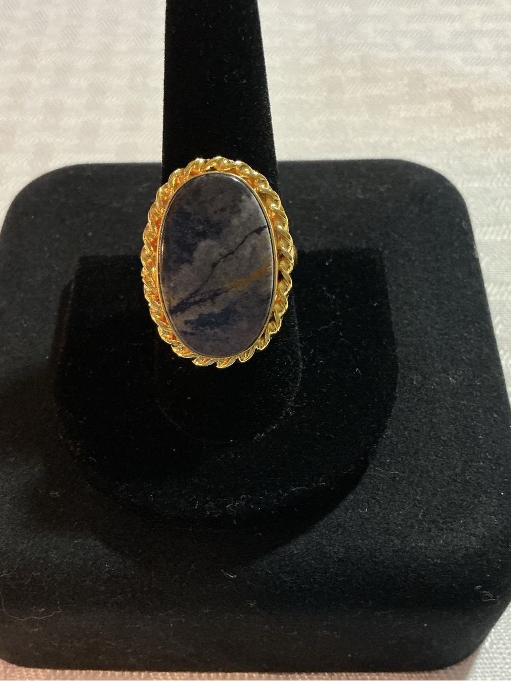 Natural Picasso Jasper Oval Gold Plated Statement Ring